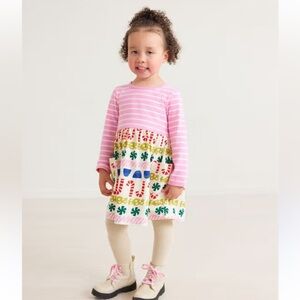 Hanna Andersson Pink Striped Christmas Holiday Mixie Playdress w/ pockets Sz 3T